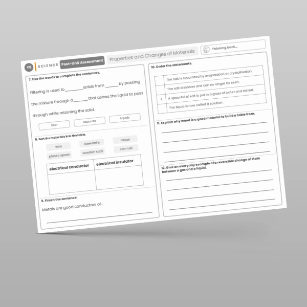 An image of the Properties and Changes of Materials Post-Unit Assessment Resource