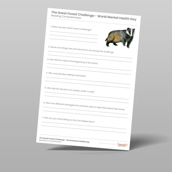 An image of the World Mental Health Day Reading Comprehension Resource