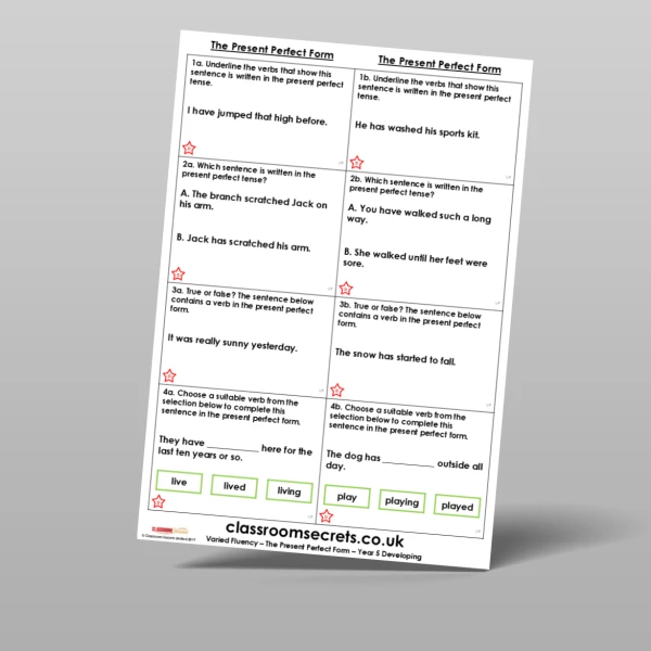 An image of the The Present Perfect Form Varied Fluency Resource