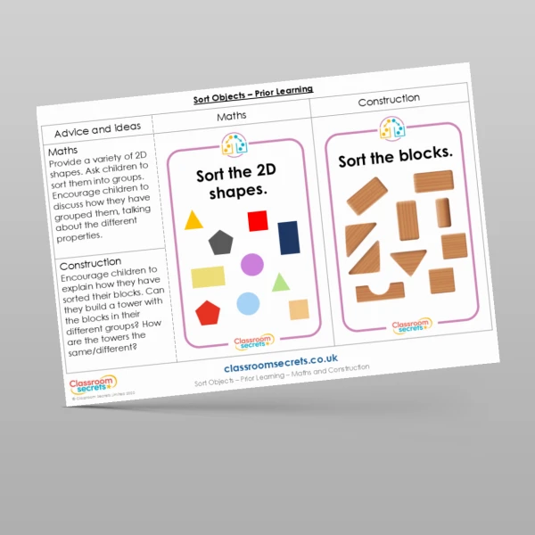 An image of the Sort Objects Prior Learning Resource