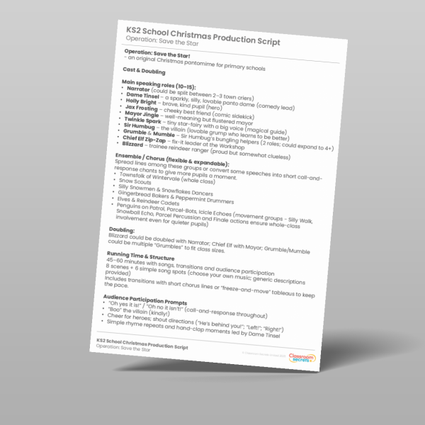 Christmas Script Ohio KS2 School Christmas Production Script Resource | Classroom Secrets