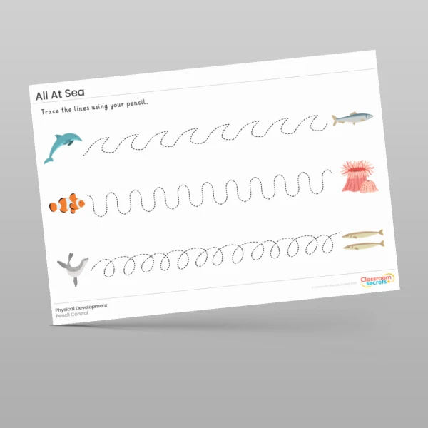 An image of the Amazing World - All At Sea Pencil Control Resource