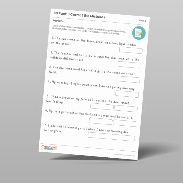 An image of the Autumn 2 Week 2 Spelling - S8 Pack 3 - Digraphs Resource