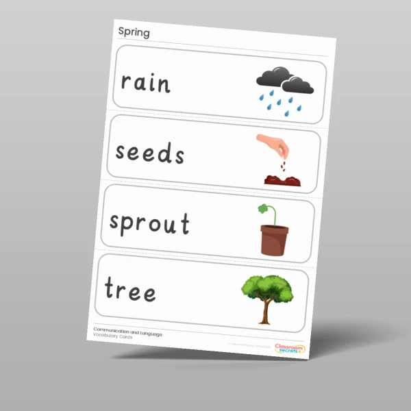 An image of the Spring Vocabulary Cards Resource