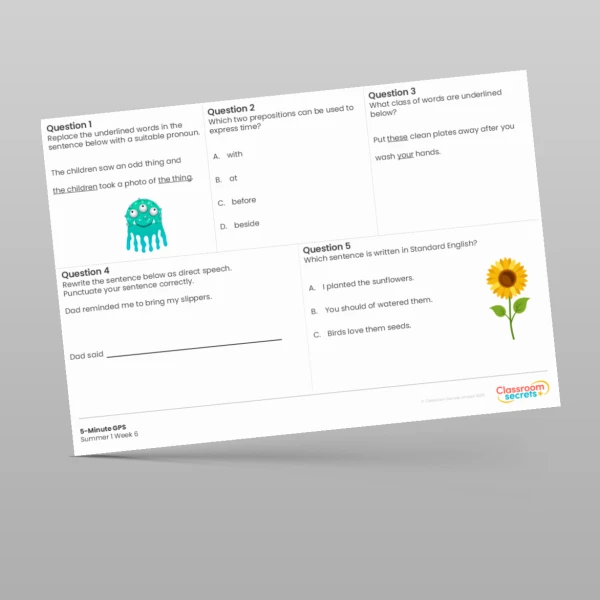 An image of the 5-Minute GPS Summer 1 Week 6 Resource