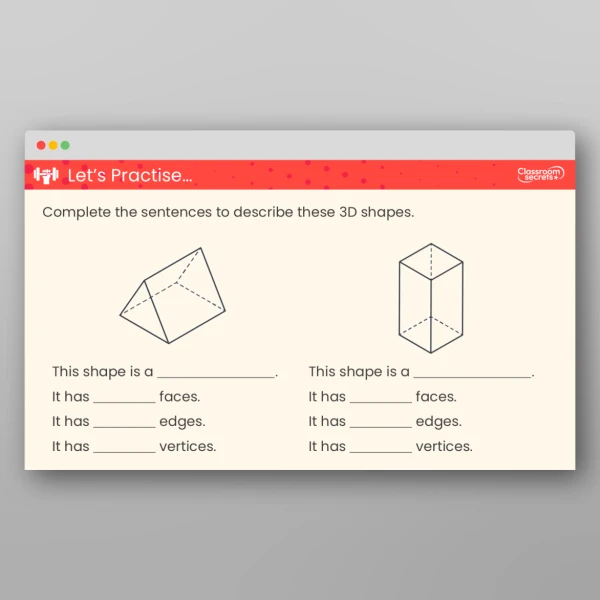 An image of the Recognise and Describe 3D Shapes Teaching PPT Resource