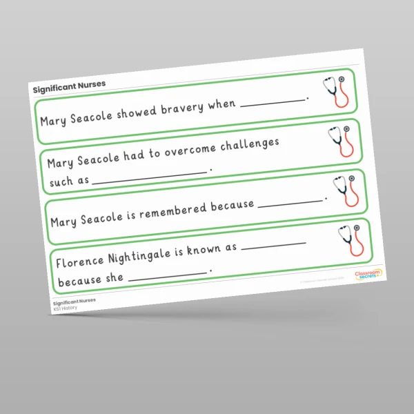 An image of the Significant Nurses Stem Sentences Resource