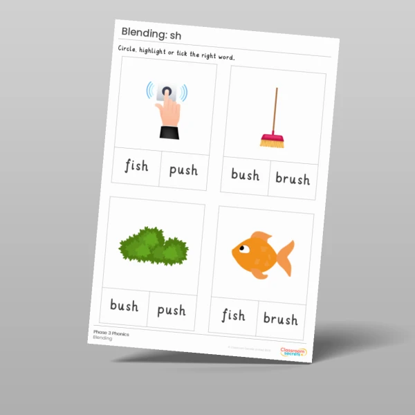 An image of the Phonics Blending Activities: sh Resource