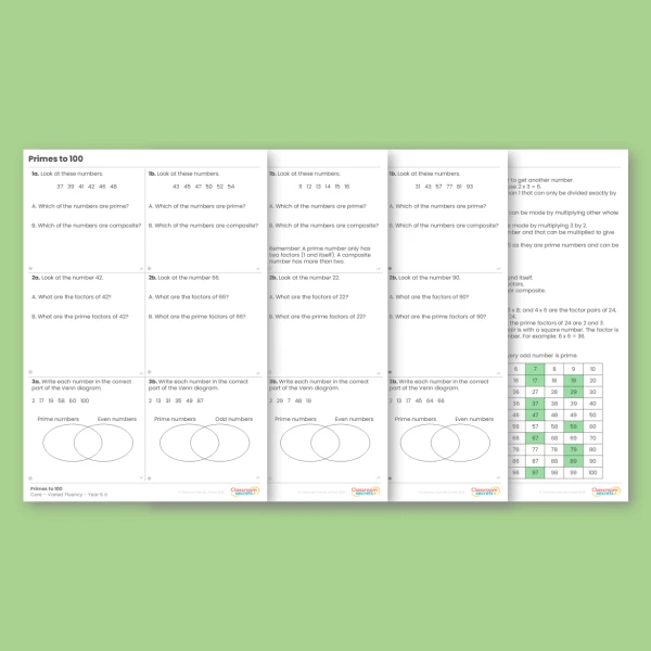 Year 6 Primes to 100 Addition, Subtraction, Multiplication and Division Varied Fluency