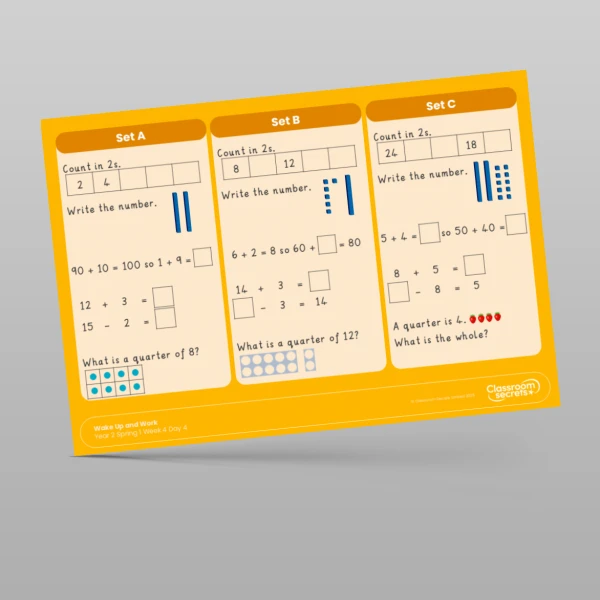 An image of the Spring 1 Week 4 Wake Up and Work Resource