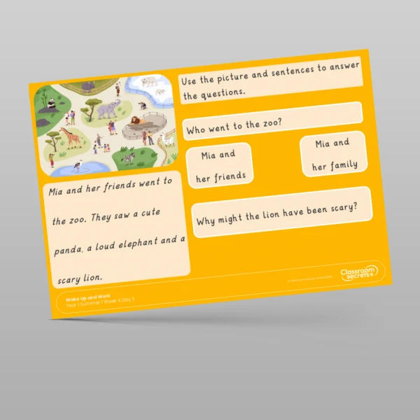 An image of the Summer 1 Week 4 Wake Up and Work Resource