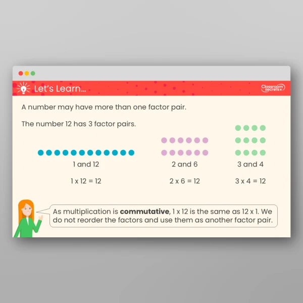 An image of the Factor Pairs Teaching PPT Resource