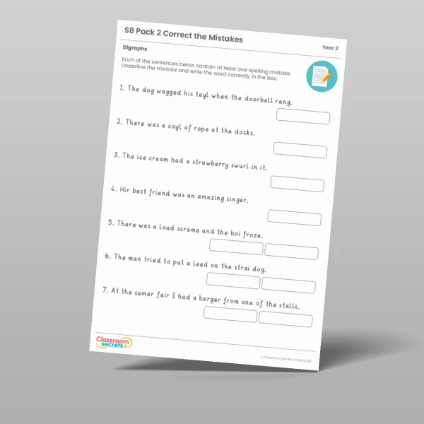 An image of the Autumn 2 Week 1 Spelling - S8 Pack 2 - Digraphs Resource