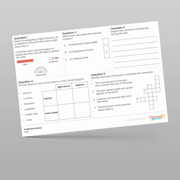 An image of the Light 5-Minute Science Resource