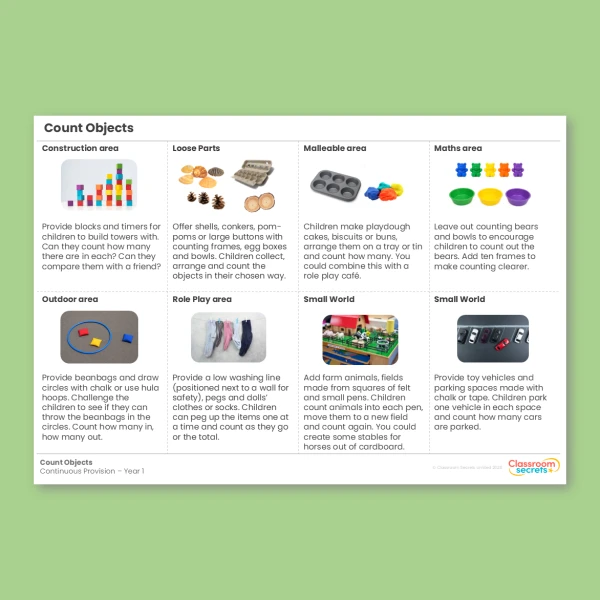 Year 1 Count Objects Place Value within 10 Continuous Provision