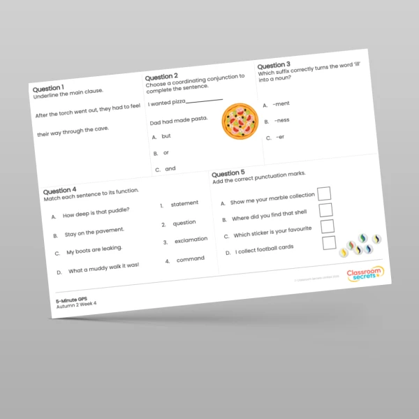 An image of the 5-Minute GPS Autumn 2 Week 4 Resource