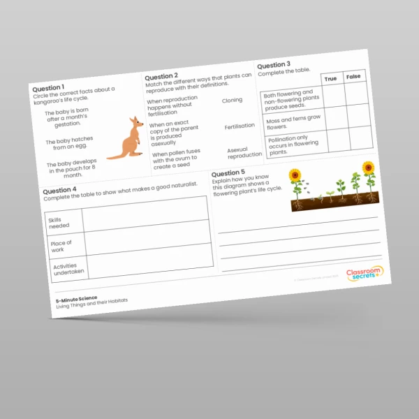 An image of the Living Things and their Habitats 5-Minute Science Resource
