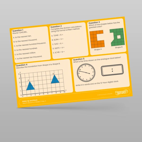 An image of the Autumn 2 Week 3 Wake Up and Work Resource