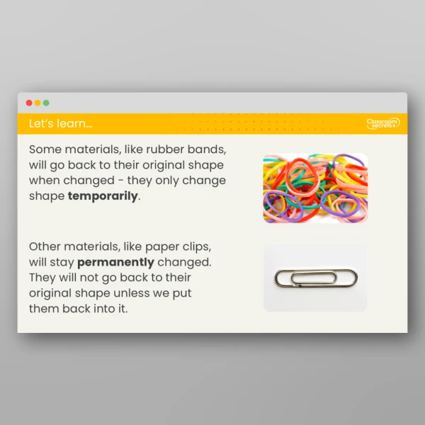 An image of the Lesson 6: Which Materials Can Change Shape? Investigation Resource
