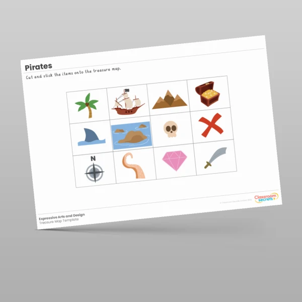 An image of the Pirates Treasure Map Cut and Stick Resource