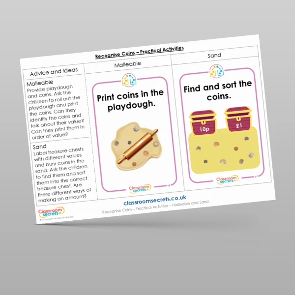 An image of the Recognise Coins Practical Activities Resource