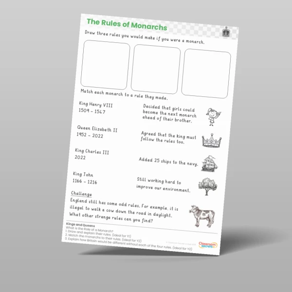 An image of the Lesson 1: What is the Role of a Monarch? Worksheet Resource
