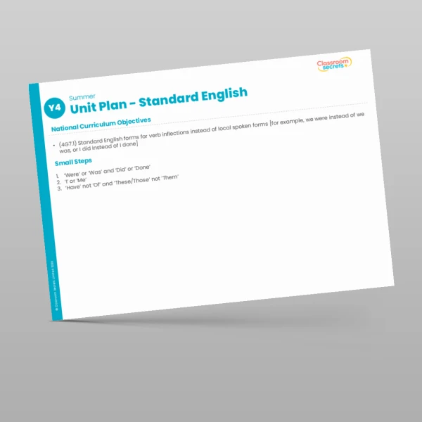 An image of the Standard English Unit Plan Resource
