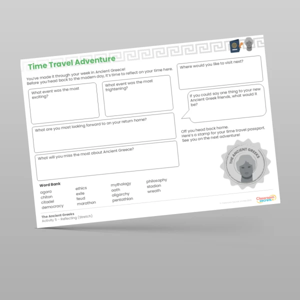An image of the Time Travel Adventure - The Ancient Greeks Resource