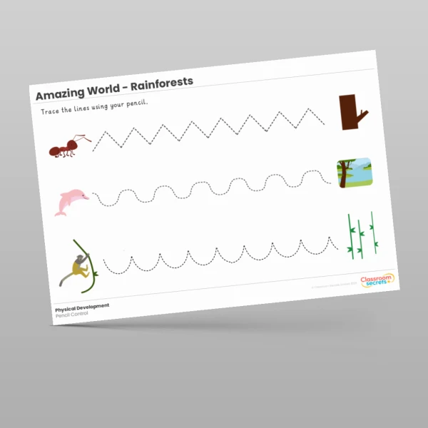 An image of the Amazing World - Rainforests Pencil Control Resource