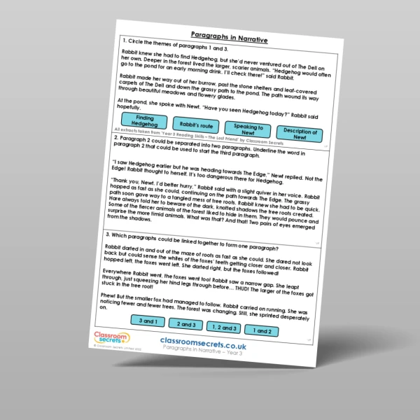 An image of the Paragraphs in Narrative Mixed Activity Resource