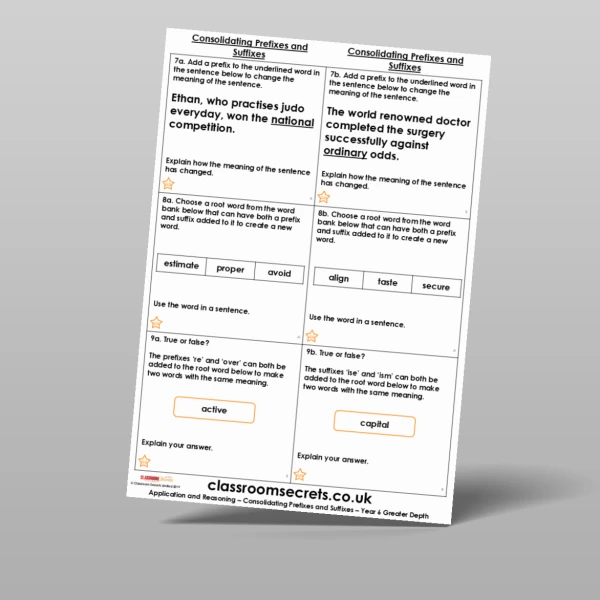 An image of the Consolidating Prefixes and Suffixes Application and Reasoning Resource
