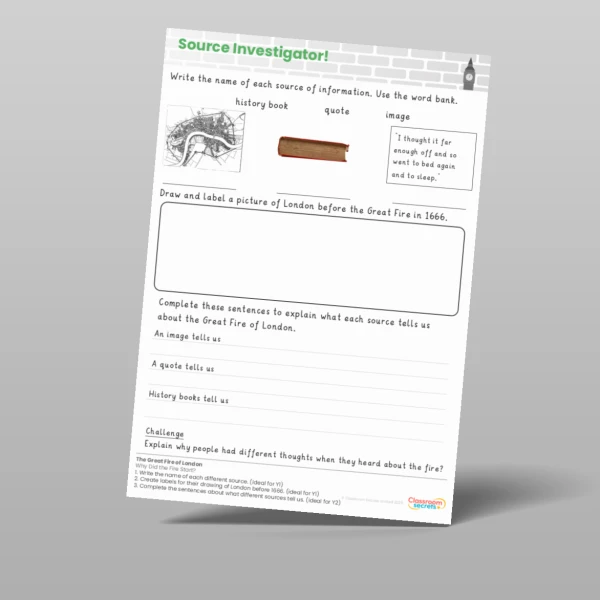 An image of the Lesson 2: Why Did the Fire Start? Worksheet Resource