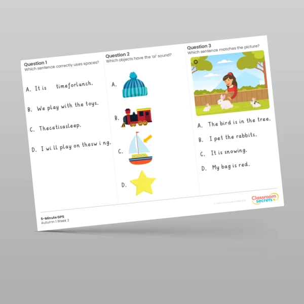 An image of the 5-Minute GPS Autumn 1 Week 2 Resource
