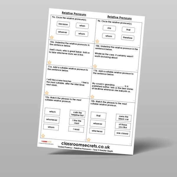 An image of the Free Relative Pronouns Varied Fluency Resource