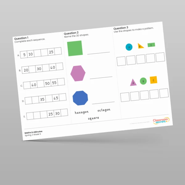 An image of the Spring 2 Week 6 Maths in Minutes Resource