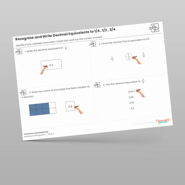 An image of the Fractions and Decimals Mistake Investigators Resource