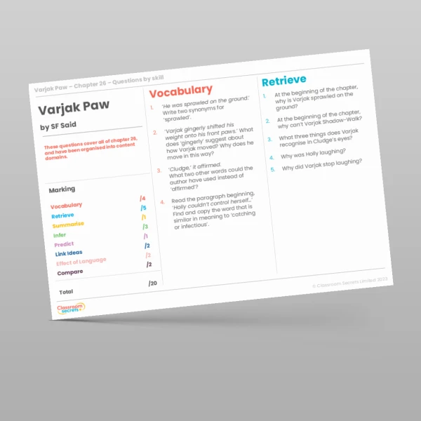 An image of the Reading Skills - Varjak Paw - Chapter 26 Resource