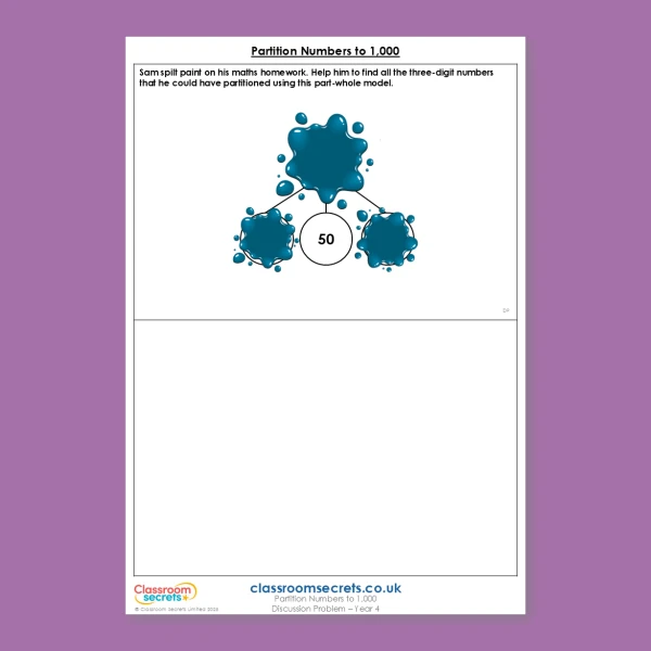 Year 4 Partition Numbers to 1,000 Place Value Deeper Reasoning Discussion Problem