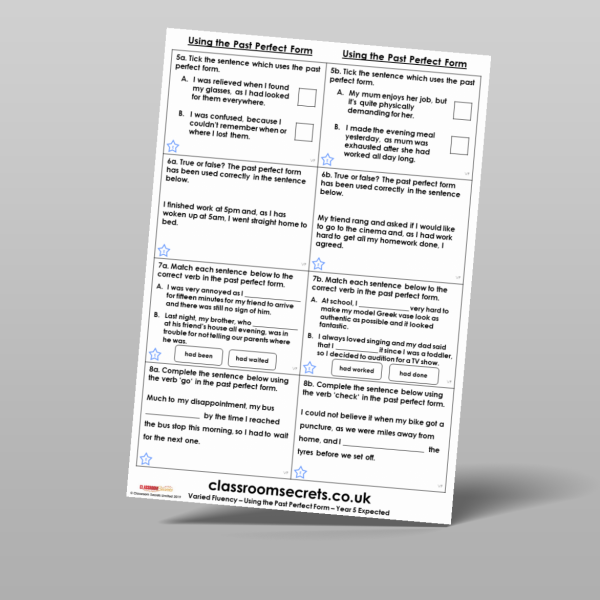 Year 5 Past Perfect Form Varied Fluency Resource | Classroom Secrets