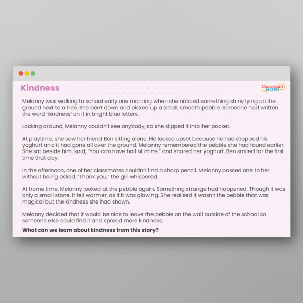 An image of the LKS2 Values - Kindness Resource