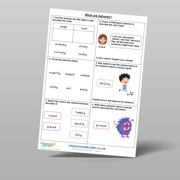 An image of the What are Adverbs? Mixed Activity Resource
