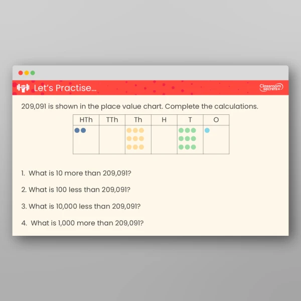 An image of the 10/100/1,000/10,000/100,000 More or Less Teaching PPT Resource