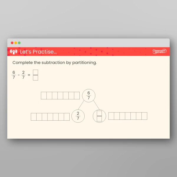 An image of the Subtract Two Fractions Teaching PPT Resource