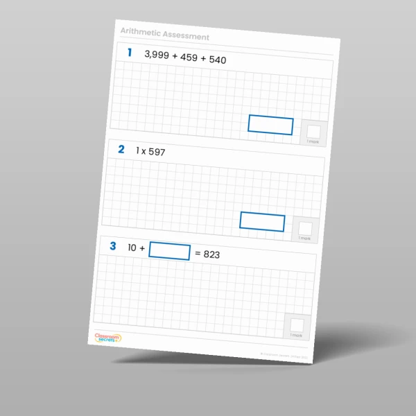 An image of the Arithmetic Assessment 2022 Pack 1 Resource