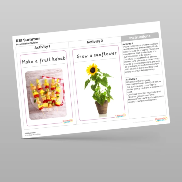 An image of the Summer Practical Activities Resource