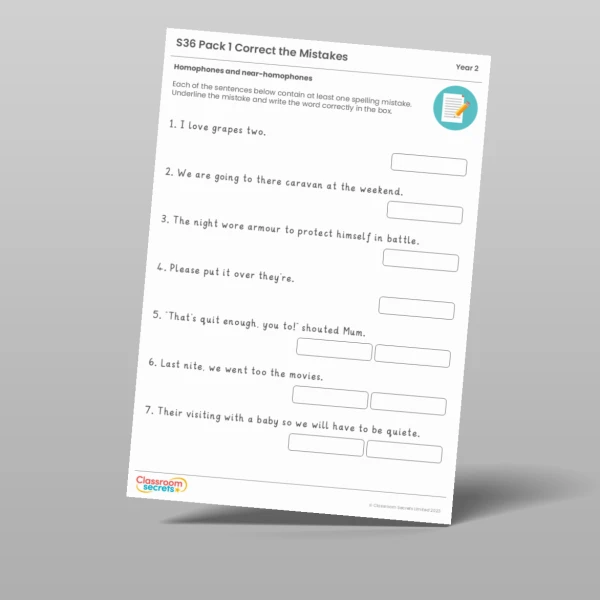 An image of the Summer 2 Week 4 Spelling - S36 Pack 1 - Homophones and near-homophones Resource