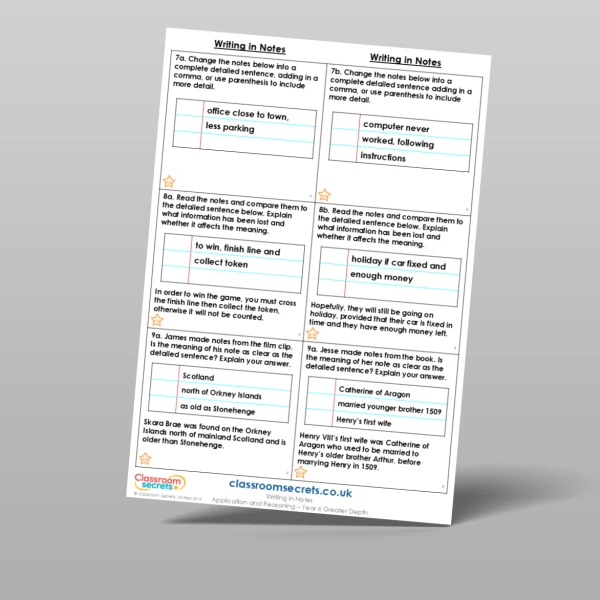An image of the Writing in Notes Application and Reasoning Resource