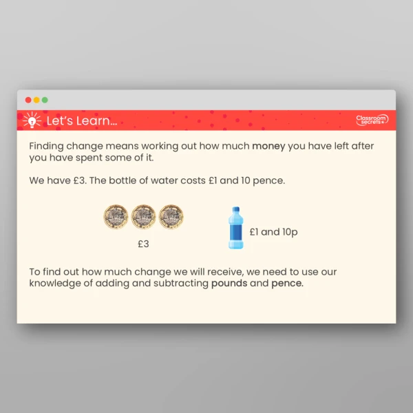 An image of the Find Change Teaching PPT Resource