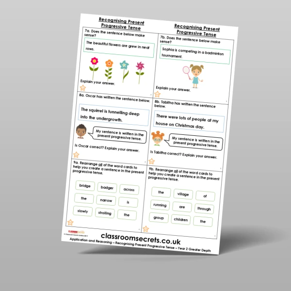 An image of the Recognising Present Progressive Tense Application and Reasoning Resource