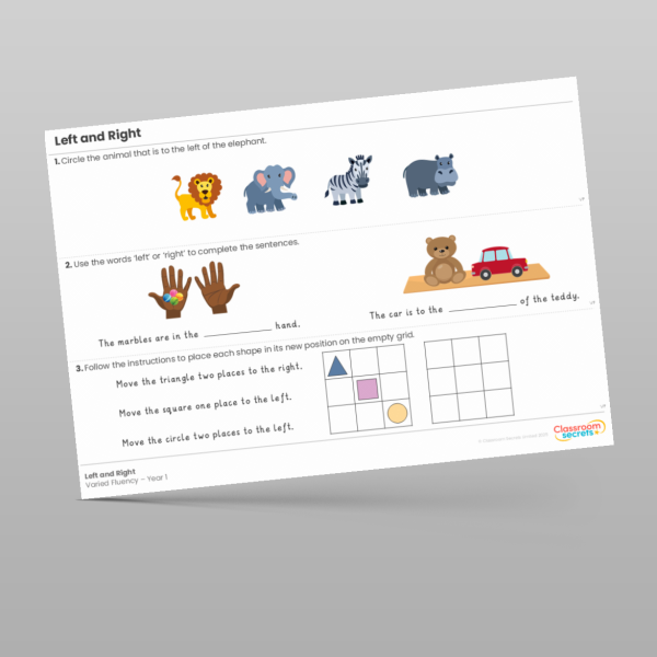 Year 1 Left And Right Varied Fluency Resource | Classroom Secrets